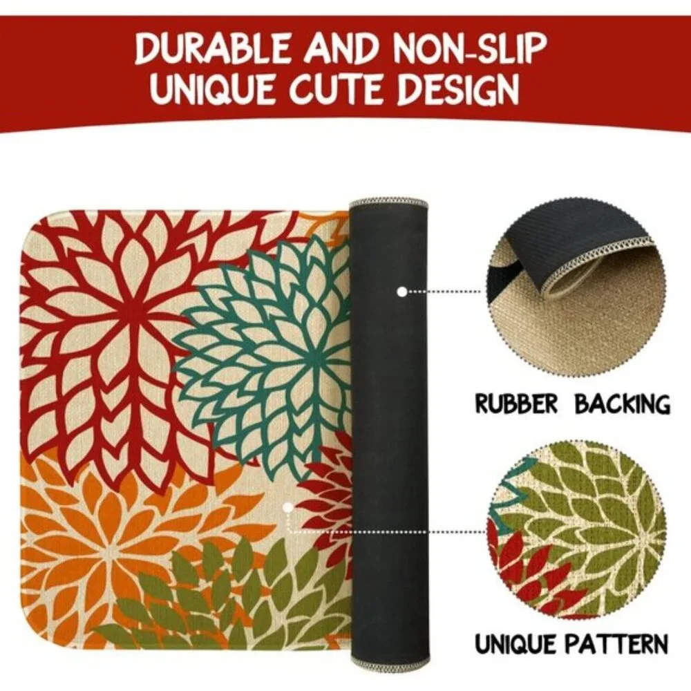 New Set of 2 Tropics Botanical Floral Kitchen Runner Rugs with Rubber Backing